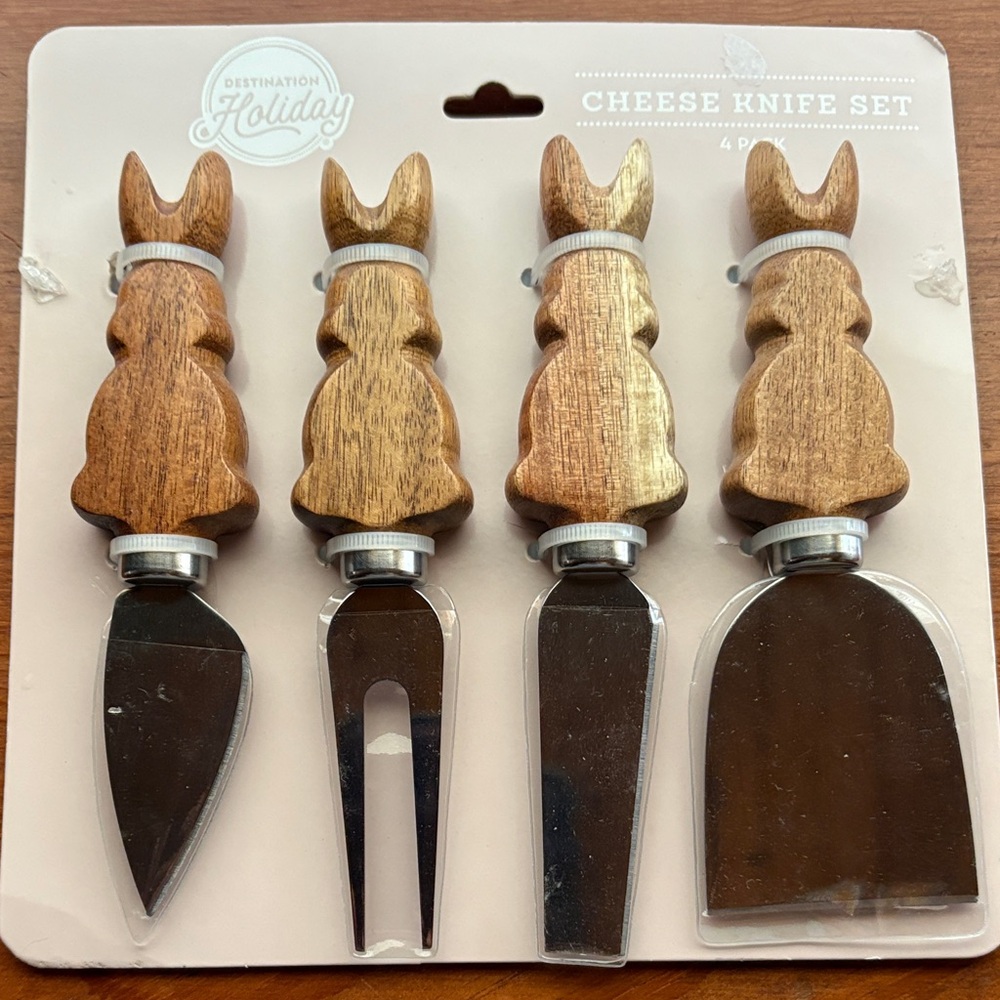 Brown and Silver Cheese Knife Set